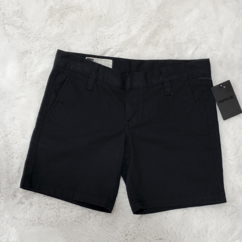 New Hurley Black Bermuda Shorts Cotton Casual Size 3